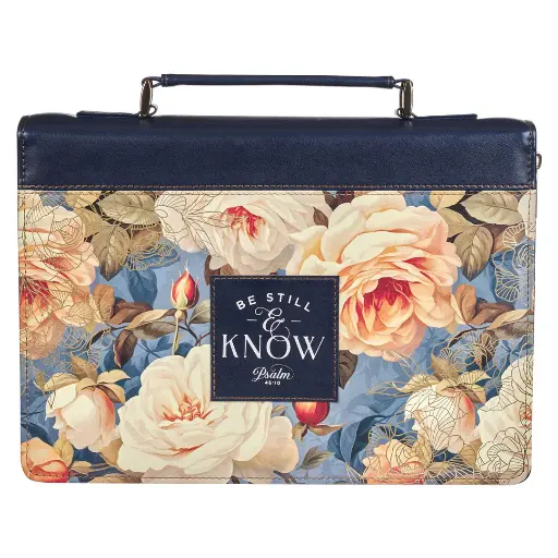 [BBL840] Bible Case Large Be Still Roses Blue 