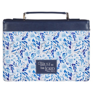 [BBM839] Bible Case Med Trust Proverbs 3:5 Blue Floral  