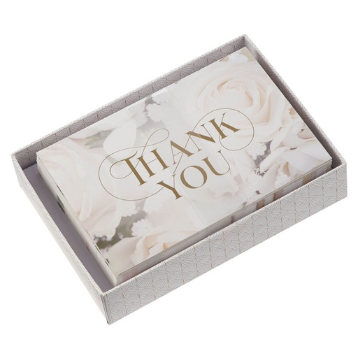 [BXC034] Boxed Cards Thank You Ivory Roses 