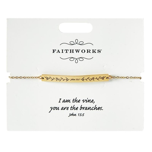 [P7345] Bracelet Bar John 15:5 Gold Plated