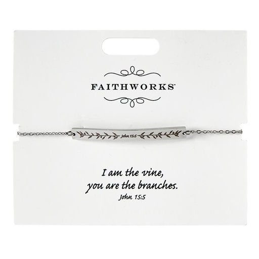 [P7393] Bracelet Bar John 15:5 Silver Plated