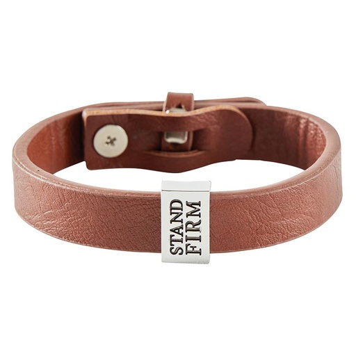 [P7383] Bracelet Stand Firm Brown Faux Leather