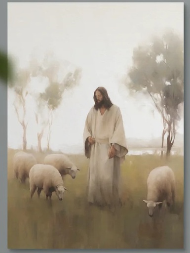 [CVS0470] Canvas Jesus & Sheep