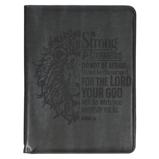 [NBC024] Executive Padfolio Be Strong & Courageous Lion Black