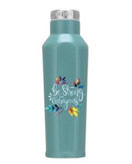 [GEWB5483-SM] Flask Be Strong & Courageous Teal Stainless Steel