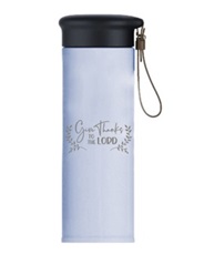 [GEWB5487-SM] Flask Give Thanks To The Lord Blue Stainless Steel