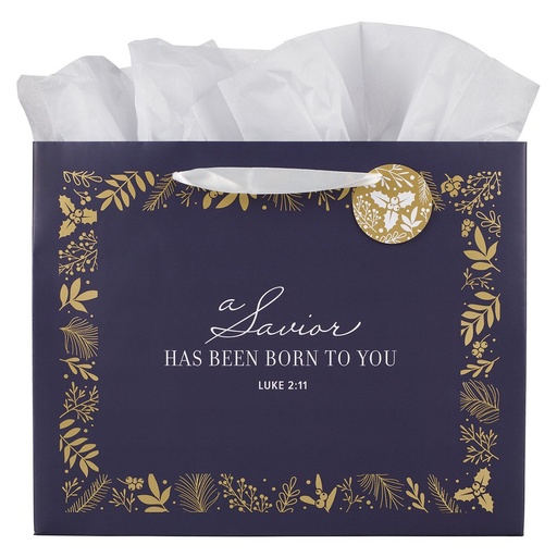 [GBA505] Gift Bag Large A Savior Has Been Born Blue 