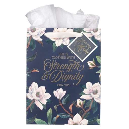 [GBA457] Gift Bag Large Strength & Dignity Blue Portrait