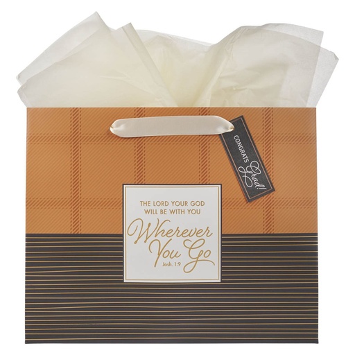 [GBA470] Gift Bag Large Wherever You Go Brown Landscape 