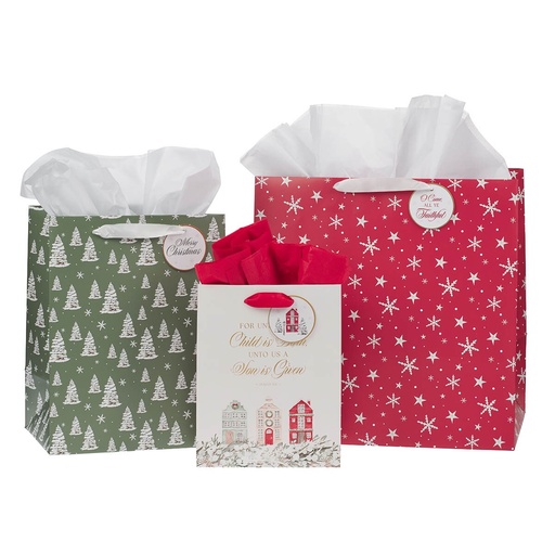 [GBAS08] Gift Bag Set 3Pc Home for Christmas 