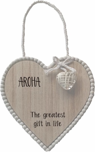 [X324LO] Hanging Heart Plaque Aroha MDF