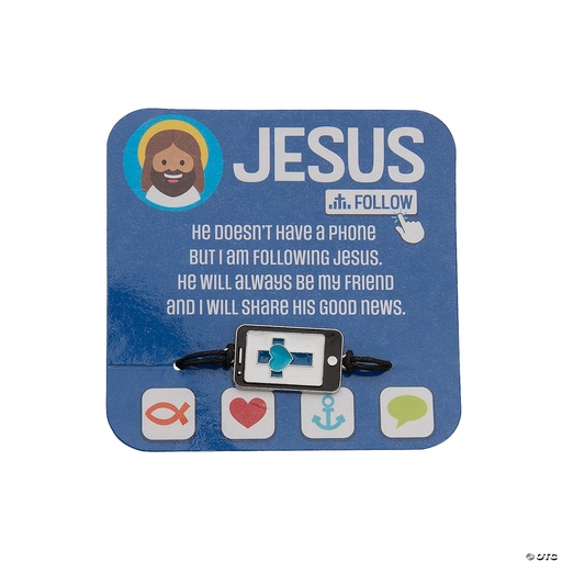 [14115008SINGLE] Jesus & Media Rope Bracelet with Card Single