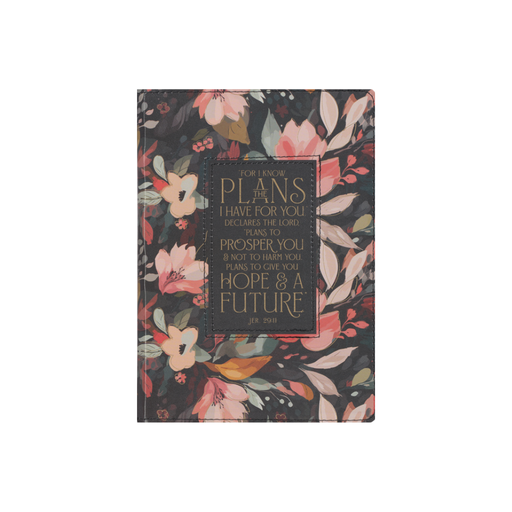 [JL804] Journal Classic I Know The Plans Floral Black Zip