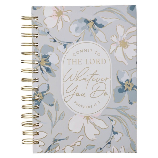 [JLW229] Journal Commit To The Lord Pale Blue Floral