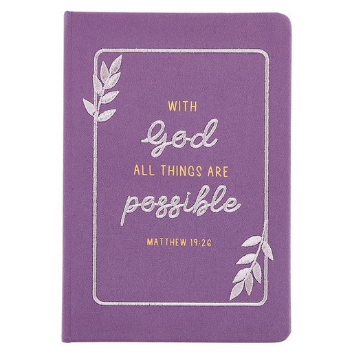 [N1522] Journal Embroidered All Things Are Possible Purple
