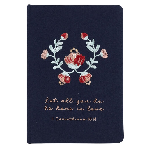 [N1519] Journal Embroidered Done In Love Navy