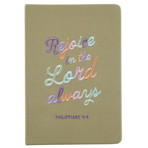 [N1521] Journal Embroidered Rejoice In The Lord Tan