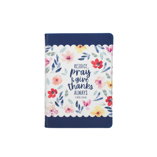 [JL848] Journal Give Thanks Blue Floral Faux Leather 
