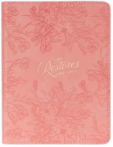 [JL802] Journal Handy Sized He Restores My Soul Pink Floral
