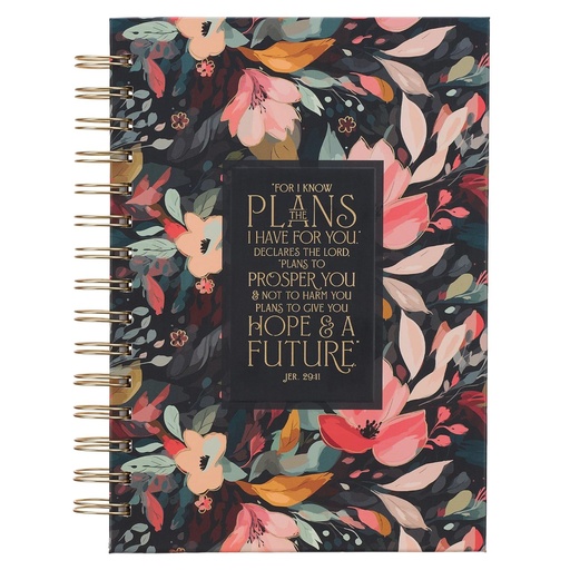 [JLW193] Journal I Know The Plans Floral Black Wirebound