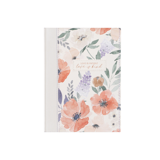 [JL812] Journal Love Is Patient Love Is Kind Coral Floral Zip