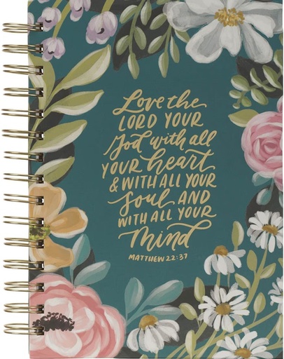 [JLW232] Journal Love The Lord Teal Floral Wirebound