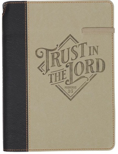 [JL811] Journal Trust In The Lord Black & Sand w/Pen Holder