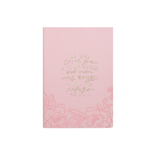 [JL856] Journal Under His Wings Pink Zip 