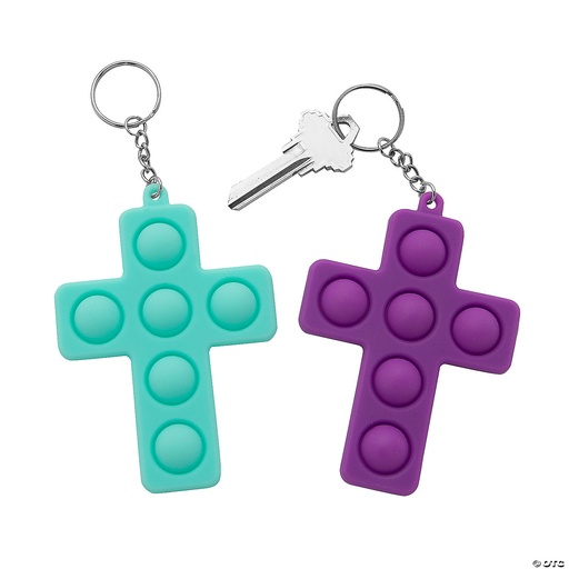 [14092481SINGLE] Keychain Cross-Shaped Popping Fidget Toy Assorted Single