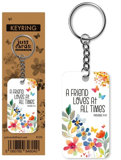 [K130] Keyring A Friend Loves At All Times Wood