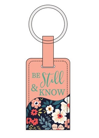 [SELKC5953-SM] Keyring Be Still & Know Peach Luxleather