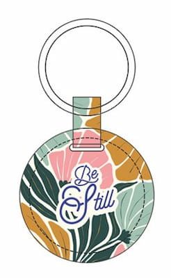[SELKC5956-SM] Keyring Be Still Round Floral Luxleather