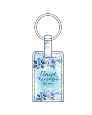 [SELKC5951-SM] Keyring Christ Is Enough Blue Luxleather
