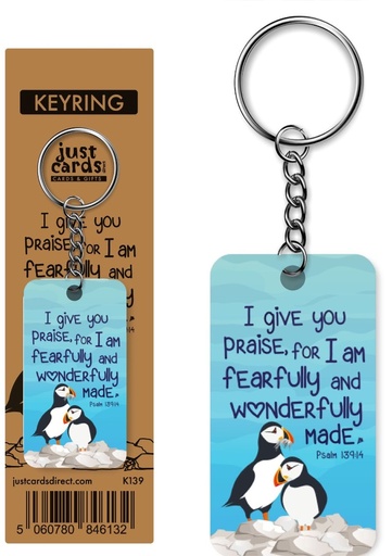 [K139] Keyring Fearfully and Wonderfully Made Wood