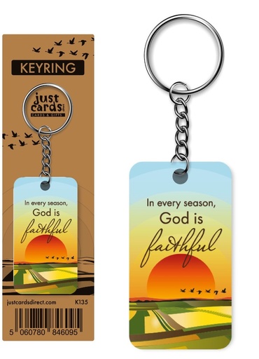 [K135] Keyring God Is Faithful Wood
