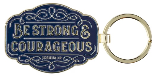 [KRG098] Keyring Strong & Courageous Blue Metal 