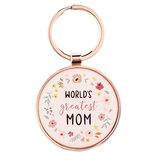 [KRG099] Keyring Worlds Greatest Mom Peach Floral 