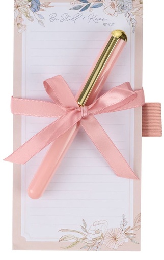 [FN064] Magnetic Notepad Set Be Still Peach w/Pen 