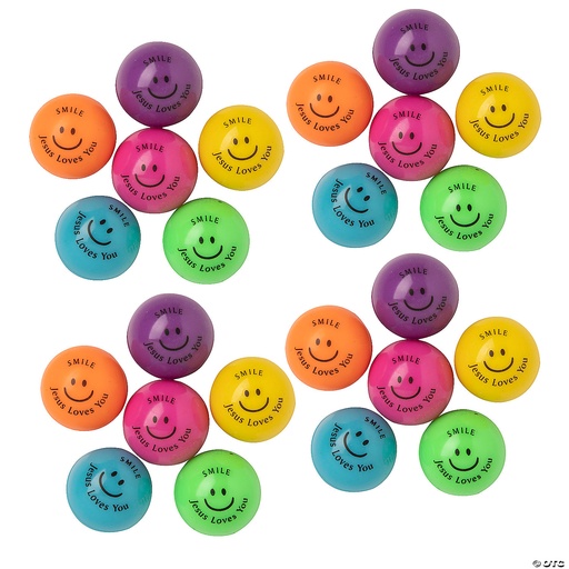 [14380413] Mini Smile Jesus Loves You Bouncy Balls (12/24)
