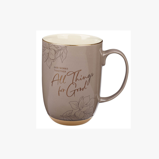[MUG1221] Mug All Things For Good Taupe Clay Based 