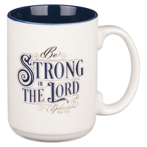 [MUG1129] Mug Be Strong In The Lord White/Navy Blue