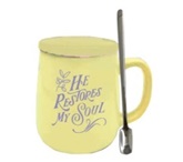 [GEMG5973-SM] Mug He Restores My Soul Yellow w/Spoon