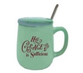 [GEMG5971-SM] Mug His Grace Is Sufficient Teal w/Spoon