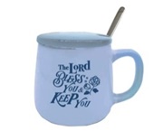 [GEMG5972-SM] Mug Lord Bless You & Keep You Blue w/Spoon