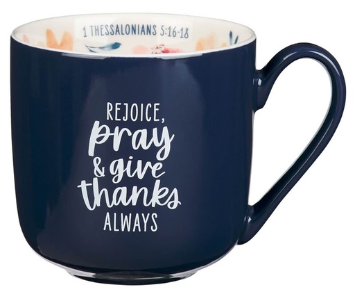 [MUG1219] Mug Rejoice Pray Give Thanks Blue 