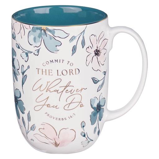 [MUG1239] Mug Whatever You Do Teal Floral 