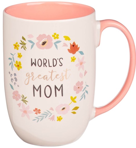 [MUG1232] Mug Worlds Greatest Mom Peach Floral 
