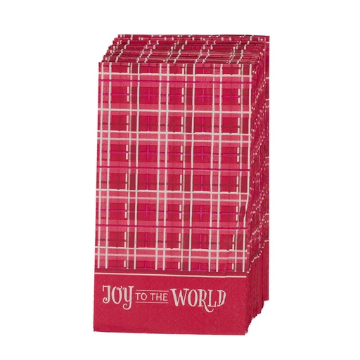 [PTW007] Napkin 12pc Joy to the World Plaid Red 