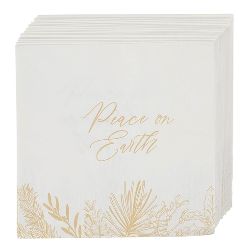 [PTW010] Napkin 12pc Square Peace on Earth Golden Pine 