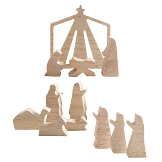 [P7313] Nativity Set 12Pc Wood